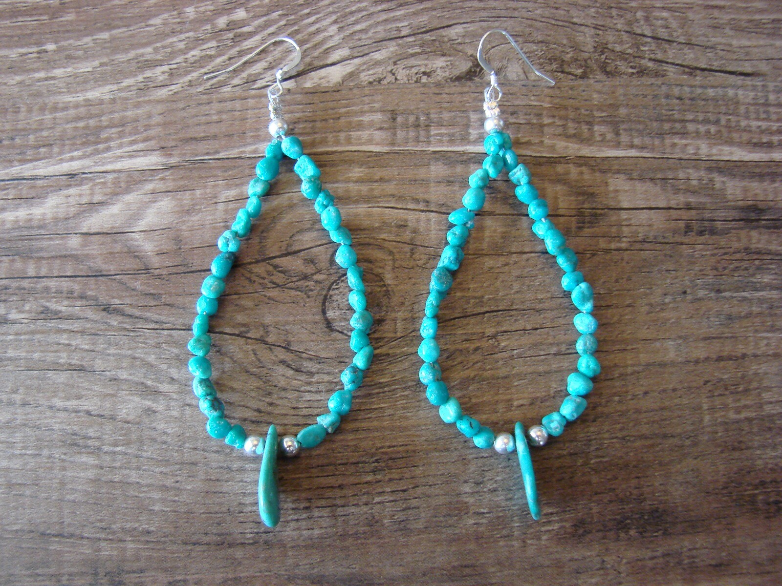 Navajo Indian Hand Beaded Turquoise Nugget Dangle Earrings – Doreen Jake