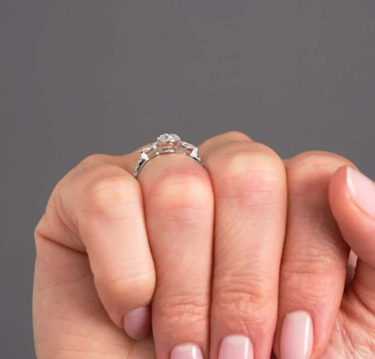 IGI 2.00 Ct Pear Cut EF-VS1 Lab Grown Diamond Three Stone Ring 14K White Gold