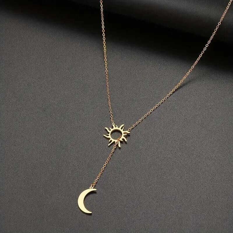 Stainless Steel Sun Moon Totem Necklace Women Exquisite Summer Party Trendy Gift