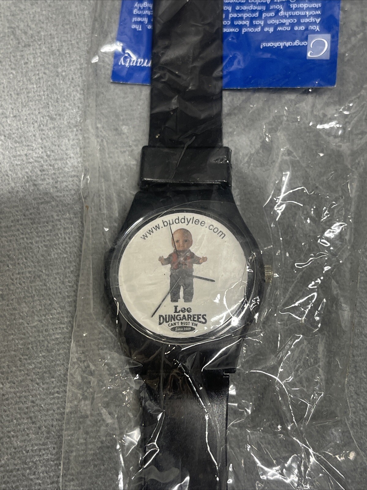 Lee Dungarees Buddy Lee Watch with Black Band Still In Original Bag Promo Item