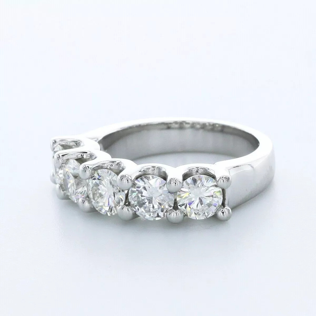Classic Classic Wedding Band Solid Platinum 2.23 CT Round Natural Diamond H SI2