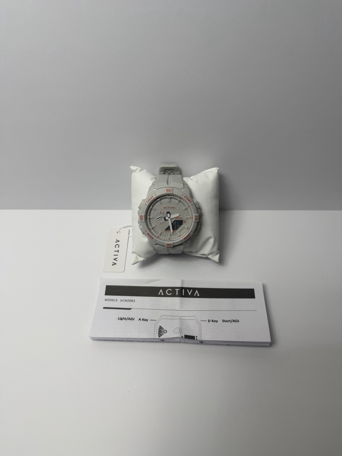 Activa White Analog-Digital Sport Watch 50m Quartz Alarm Date Box Manual