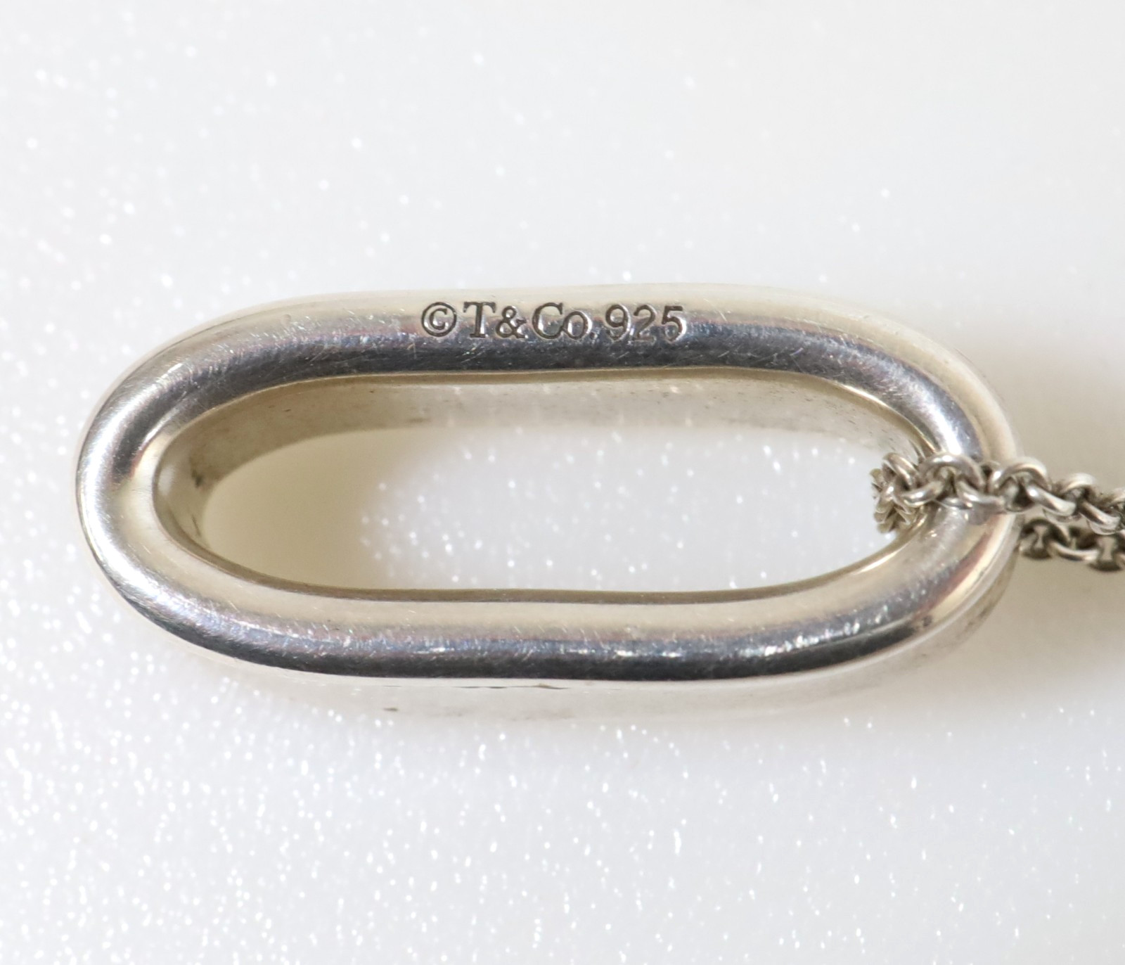 Authentic Vintage Tiffany & Co. 925 Silver 1837 Oval Loop Pendant Necklace 18″
