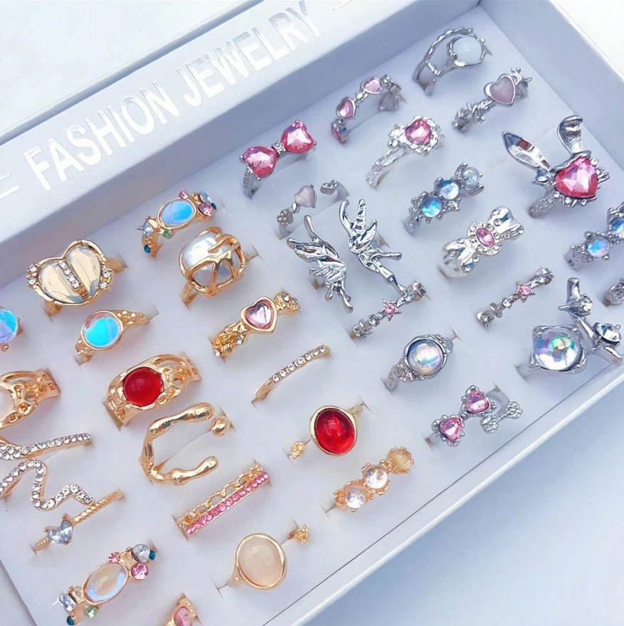 10 Pcs Wholesale Zircon Rhinestone Mixed Rings Bulk Finger Jewelry Gift Lot USA