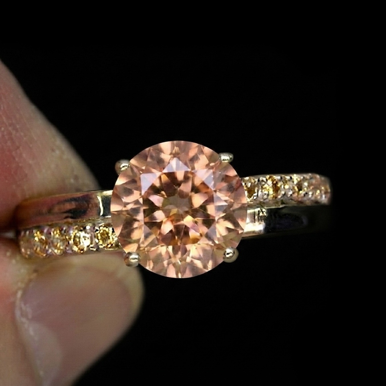 8.5 Natural imperial topaz Ring Silver Sterling Size 7 Free Resize Plated gold