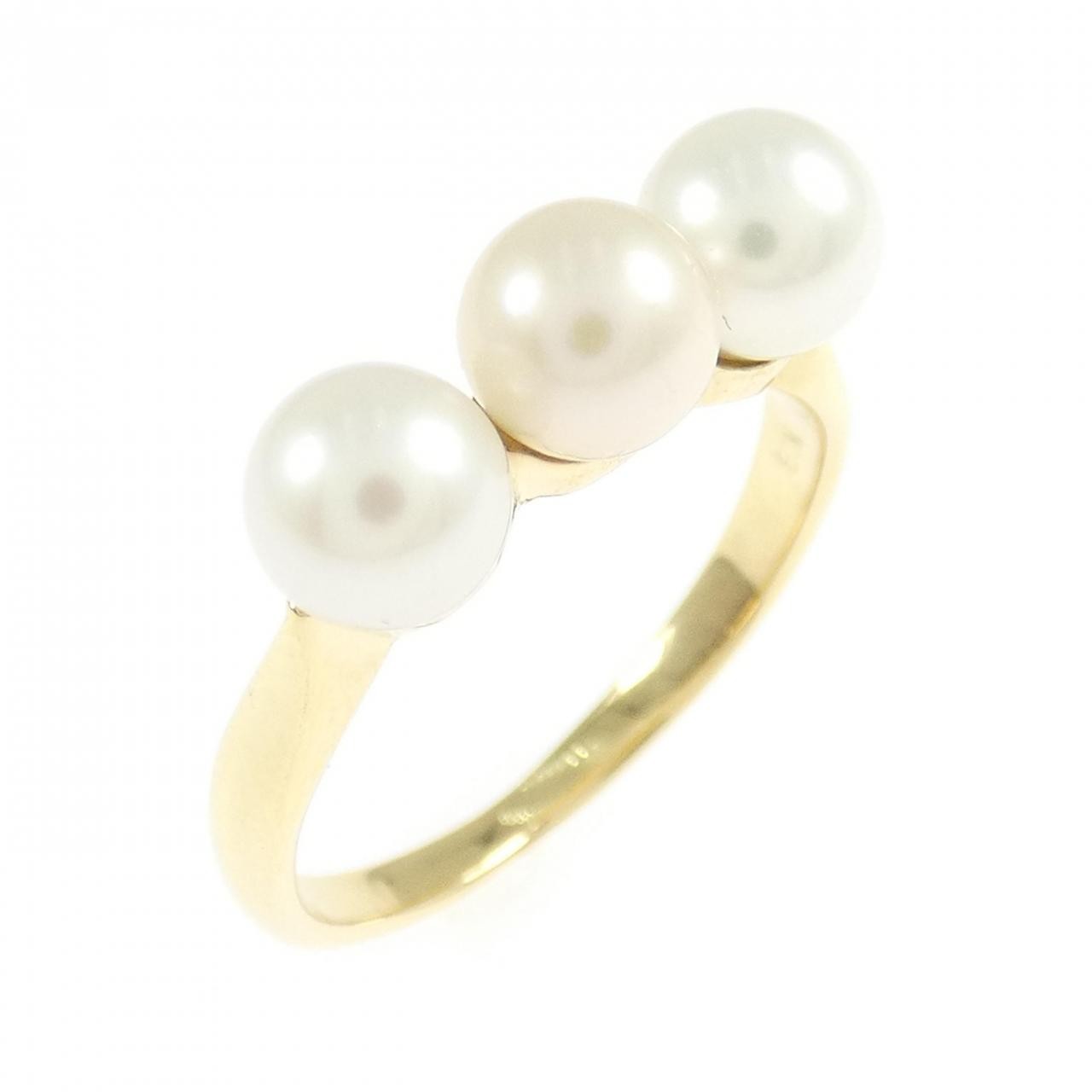 Authentic K18YG Akoya pearl ring #260-006-339-8052