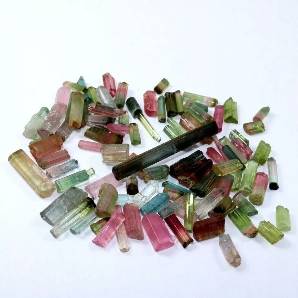 Natural 150 Ct Tourmaline Pencil Bi-Color/Multicolor Rough Lot Loose Gemstone