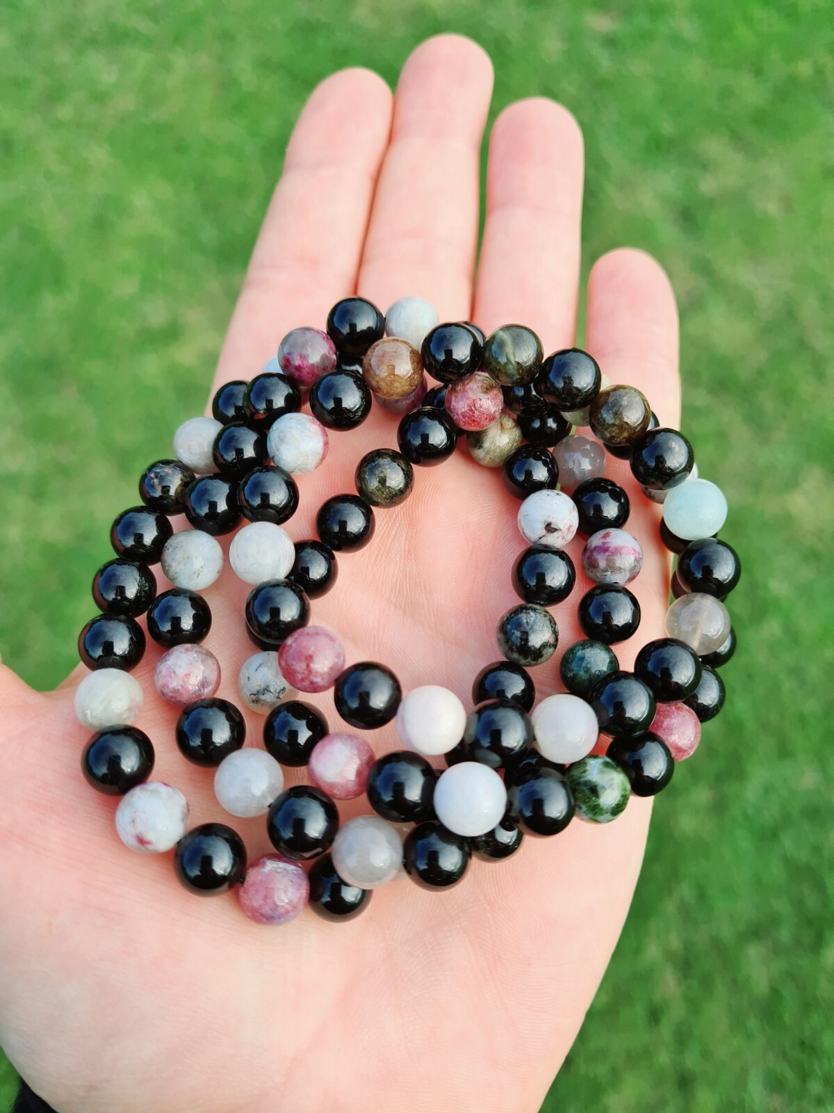 Tourmaline Powerful Healing Bracelet with Black & multicolour Tourmaline:…