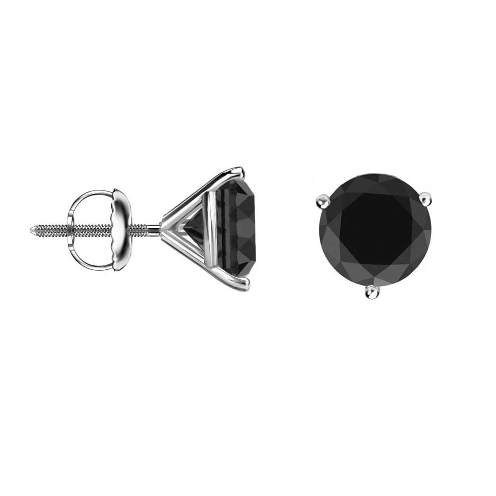 3.85ctw 100% NATURAL BLACK DIAMOND EARRINGS, SCREW BACKS,CERTIFICATE, DIA TESTER