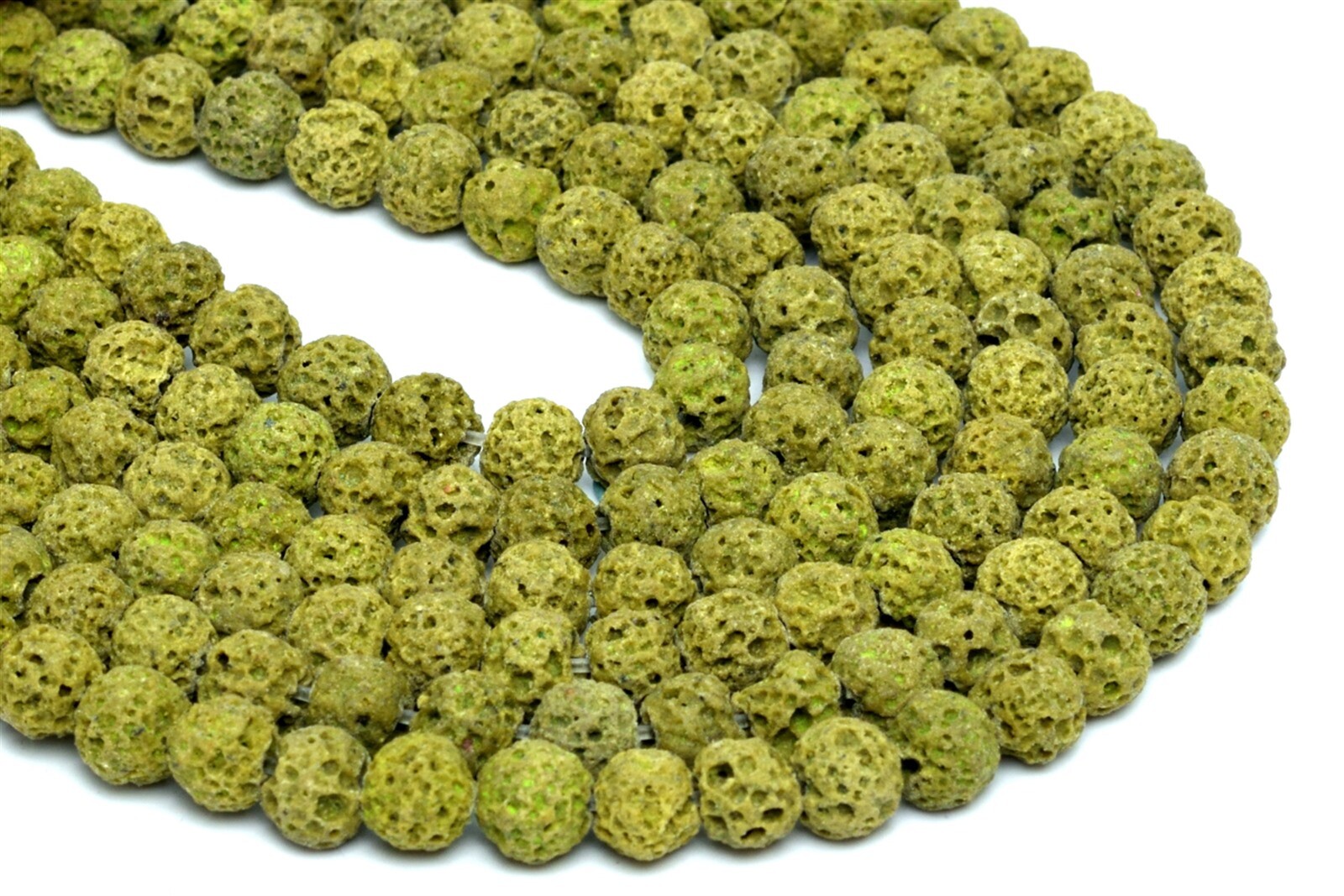 6MM Natural Mustard Yellow Volcanic Lava Beads Grade AB Round Loose Beads