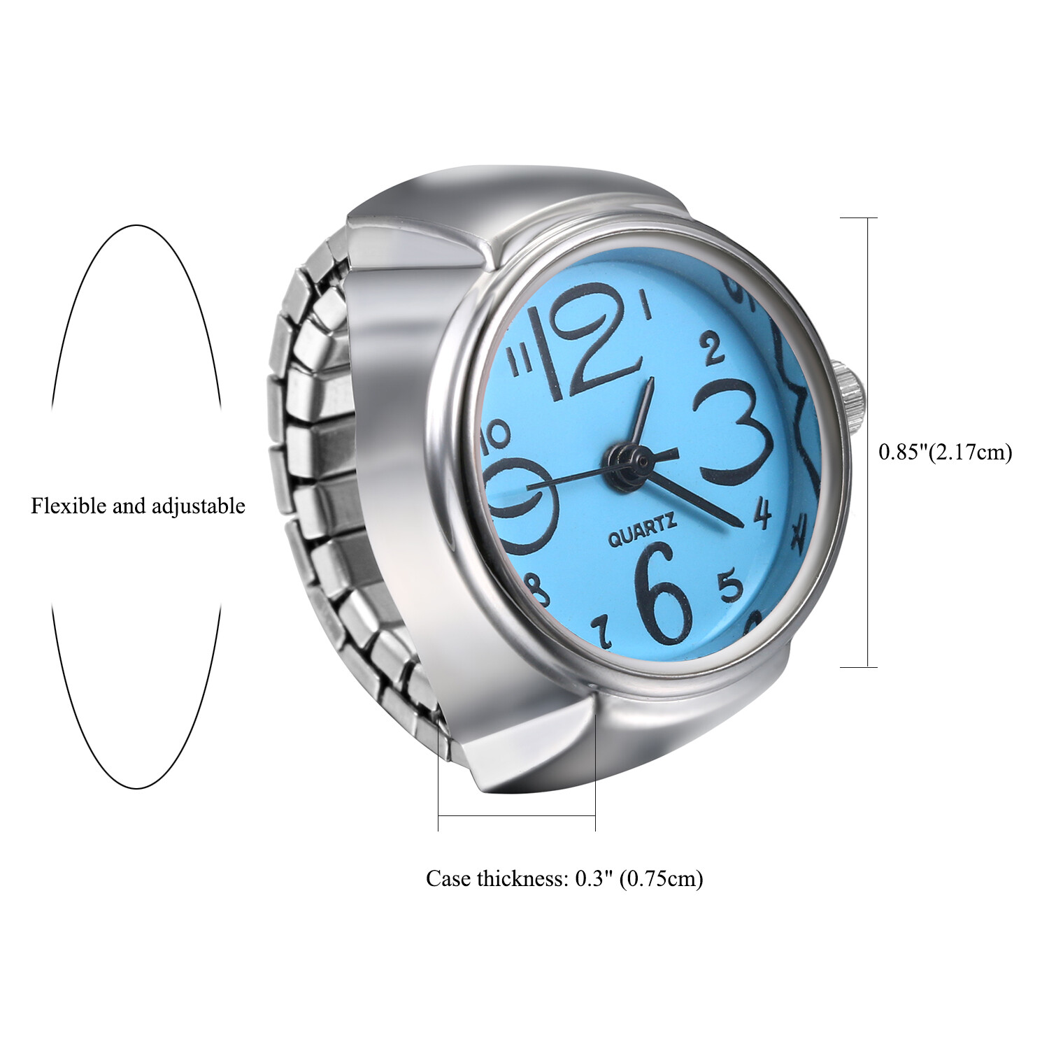 Ring Watch Analog Quartz Watch Dial Elastic Band Creative Finger Watch Men Women