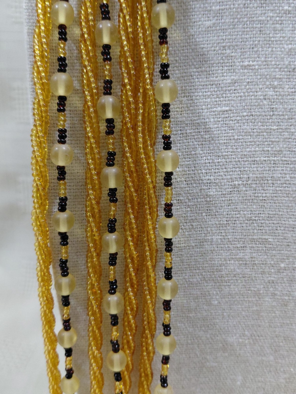 Vtg. Hobe Multi-Strand Orange/Brown Glass Seabead Necklace & Clip-on Earring Set
