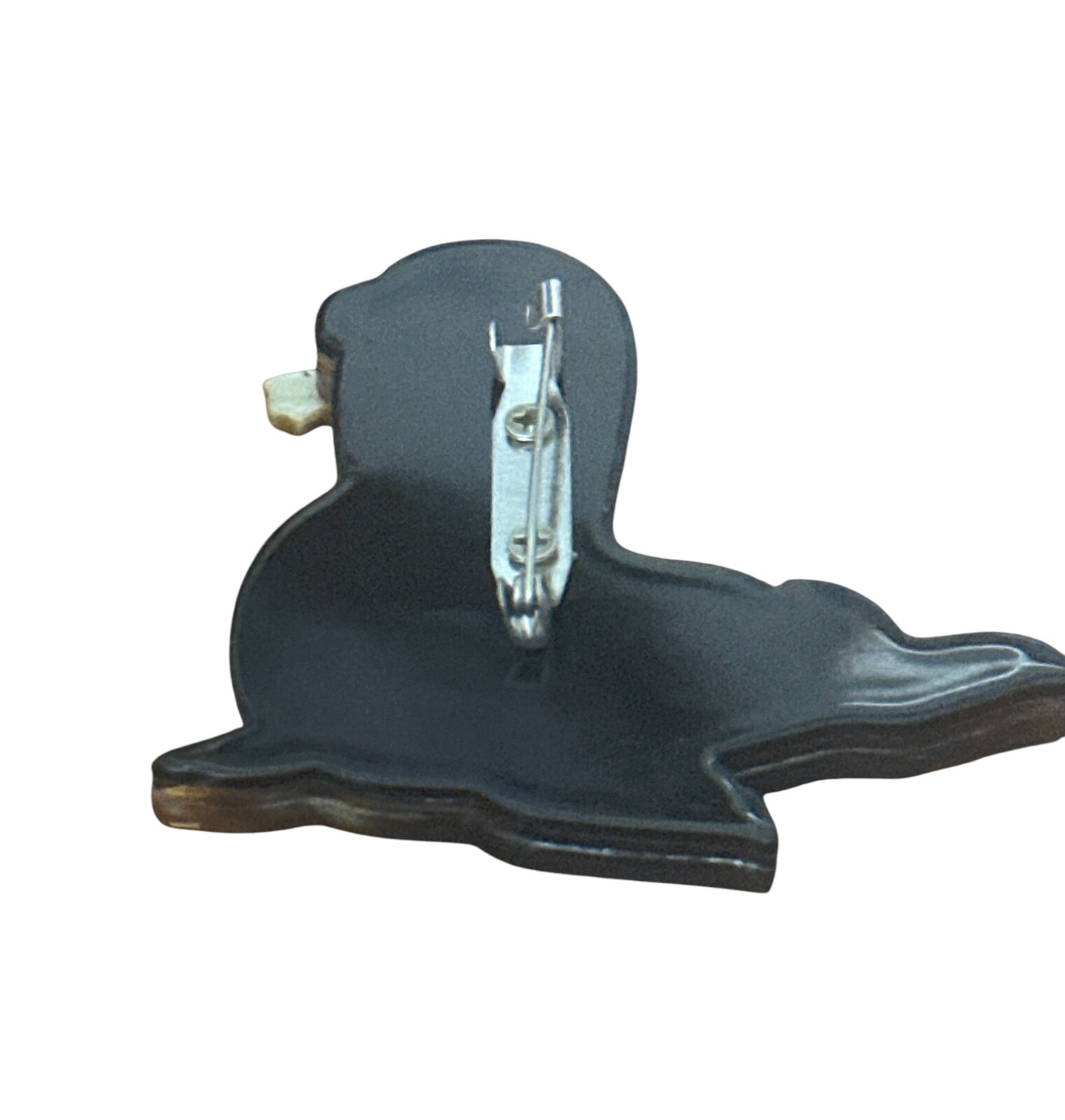 Pin/Brooch WALRUS- brown gold white black- acrylic -pretty detail