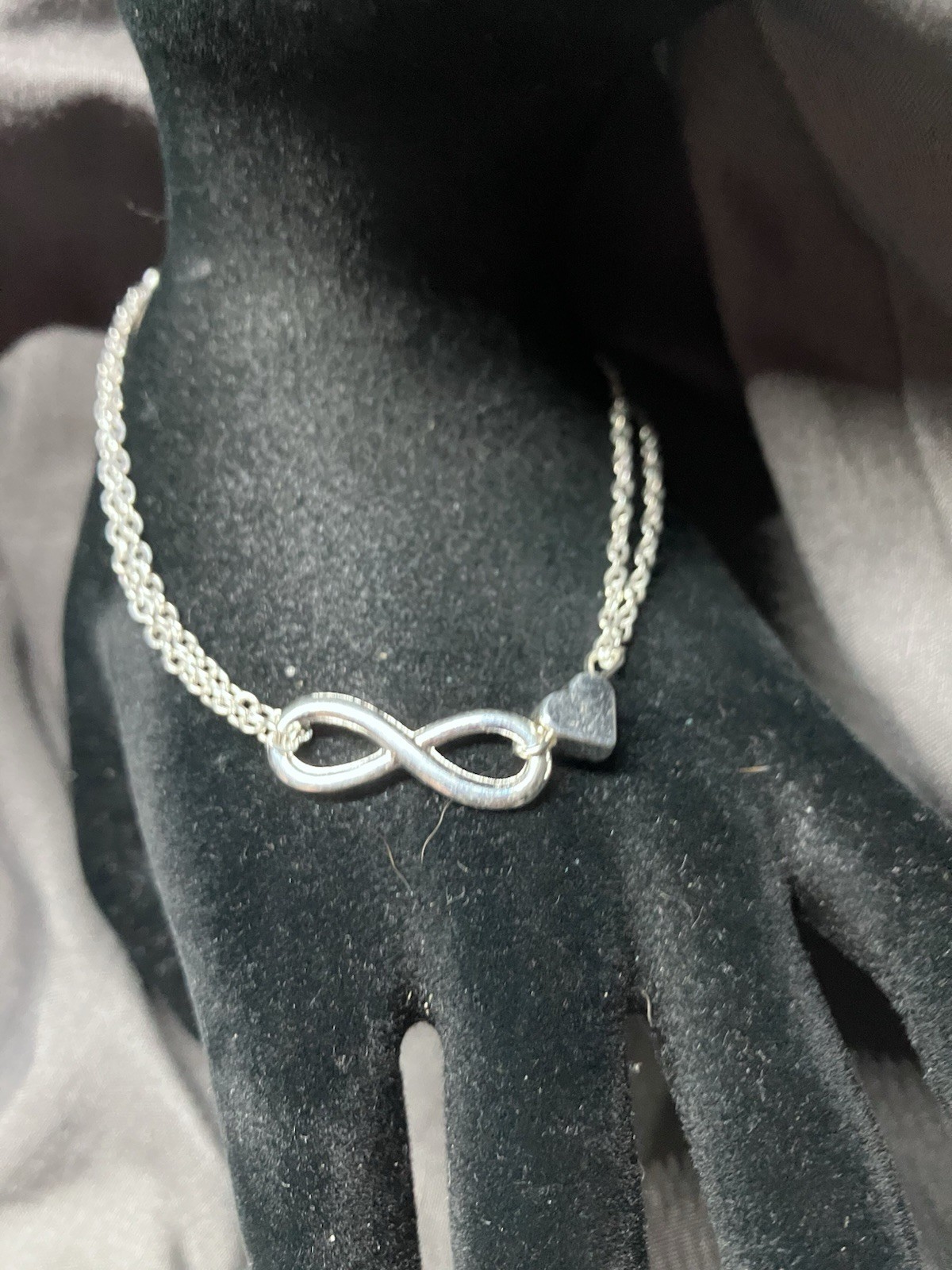 Womens Infinity Silver plated bracelet with stainless steel cz anklet + earrings