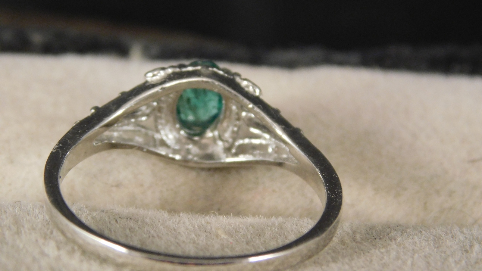 0.31 ct. Oval Columbian Emerald Ring 1920’s Style Sterling Silver