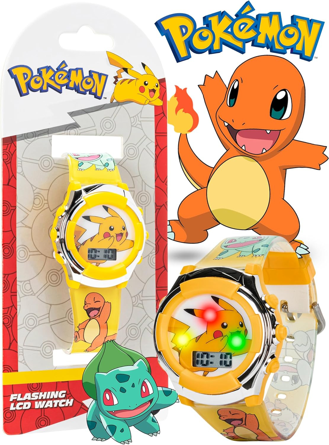 Kids Pokemon Digital LCD Quartz Watch for Boys, Girls, and Adults All Ages