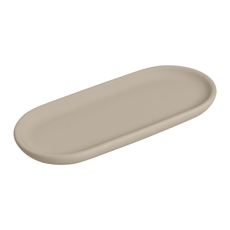 Soft Touch Ceramic Oval Tray Bathroom Organizer Jewelry Catch-All Display New