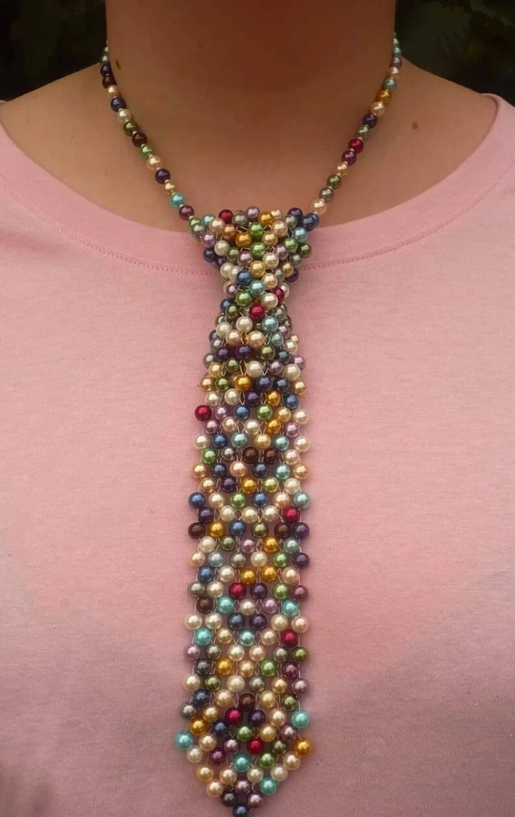 Elegante Perlen Krawattenkette Damen – Handgefertigte Halskette Collier Schmuck