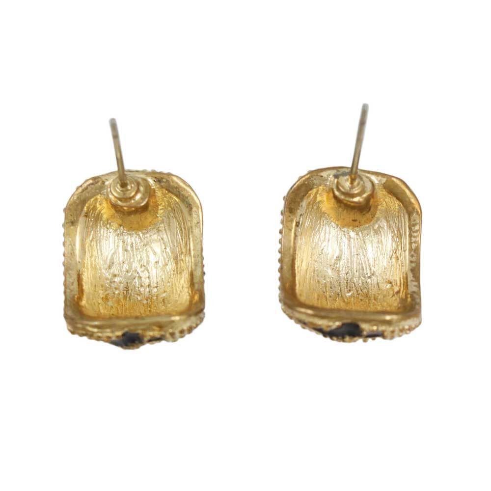 Black and Gold Enamel Leopard Print Pierced Earring – EQ815