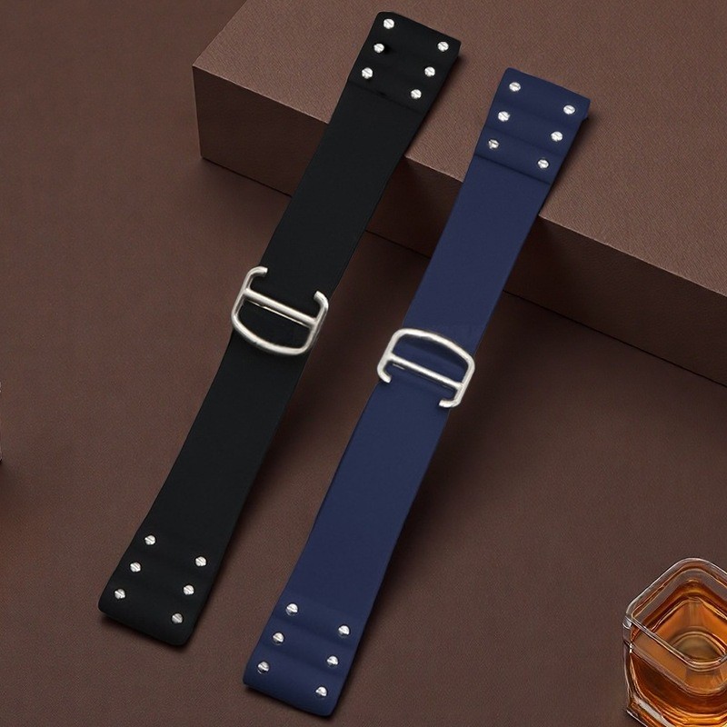 For Catier Santos Folding Clasp Waterproof Silicone Watch Strap Rubber Band 21mm