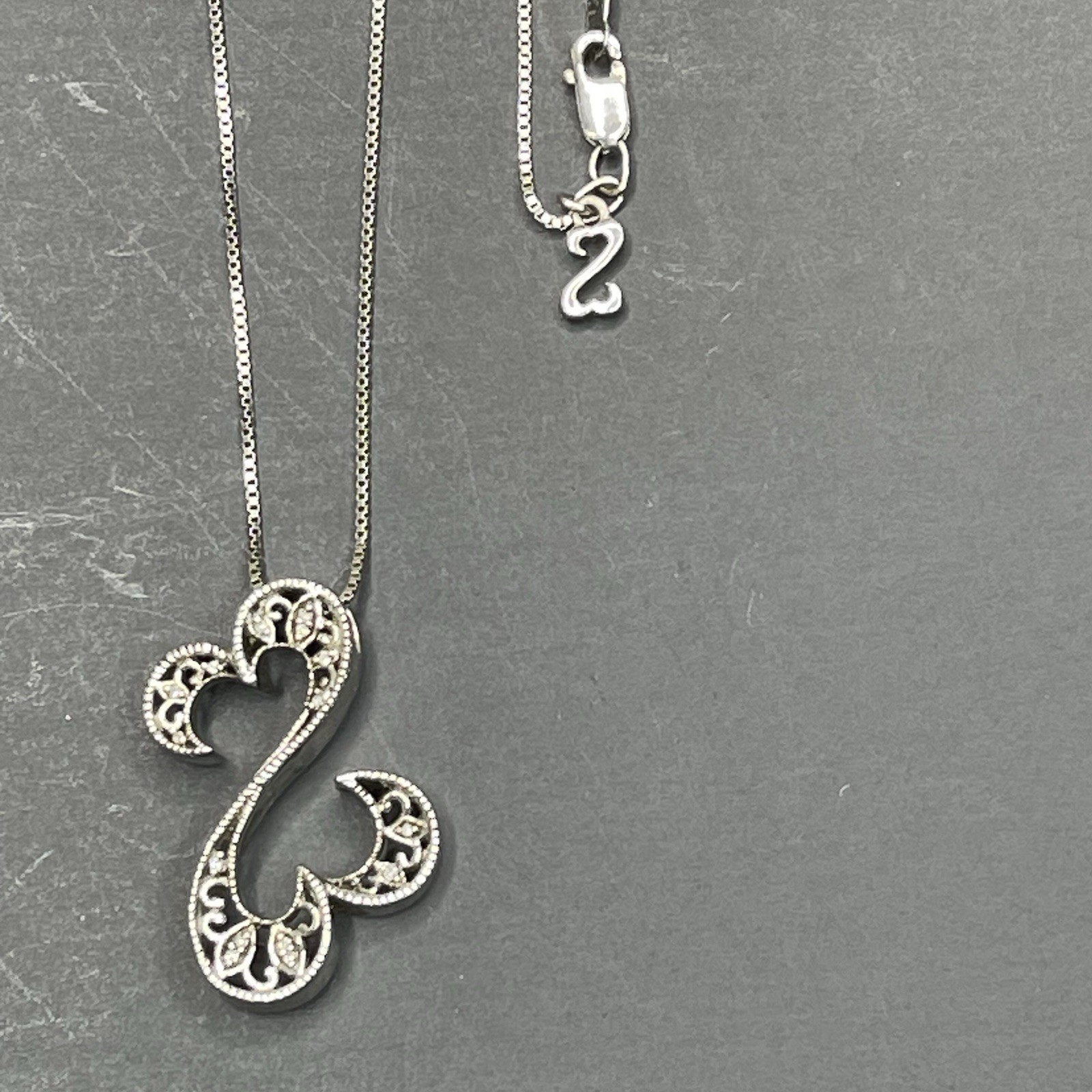 Jane Seymour Open Hearts Calligraphy 18.5″ Sterling Silver Necklace