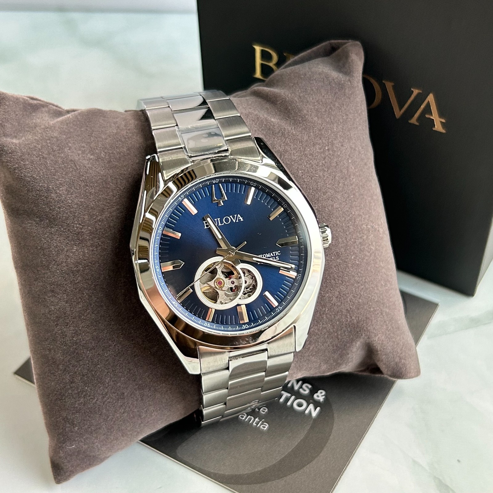 Bulova Surveyor 96A275 Blue Dial Men Stainless Steel Strap Automatic Watch 42mm