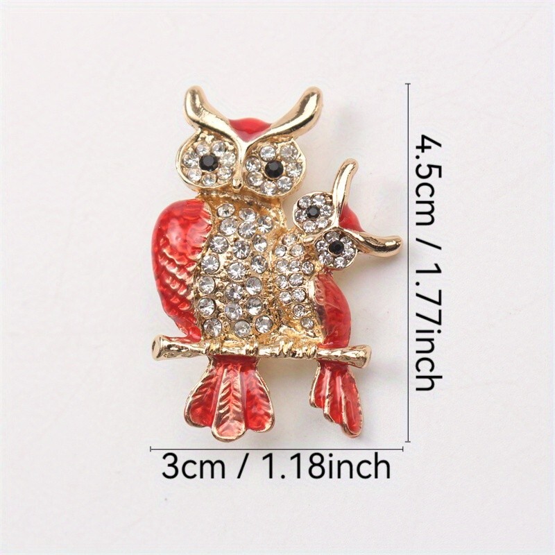 2pcs Fashion Animal Brooch High-end Red Owl Pin Clothing Accessories