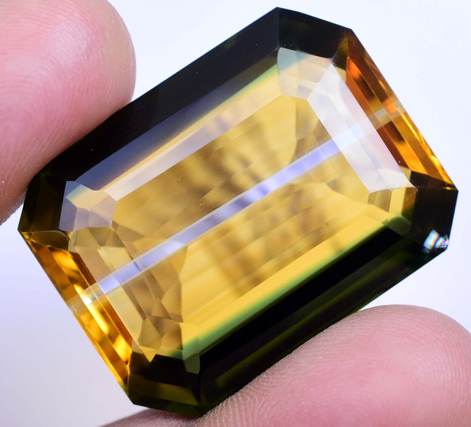 Natural Bi-Color Tourmaline 72.90 Ct Emerald Cut AGL Certified GIGANTIC Gemstone