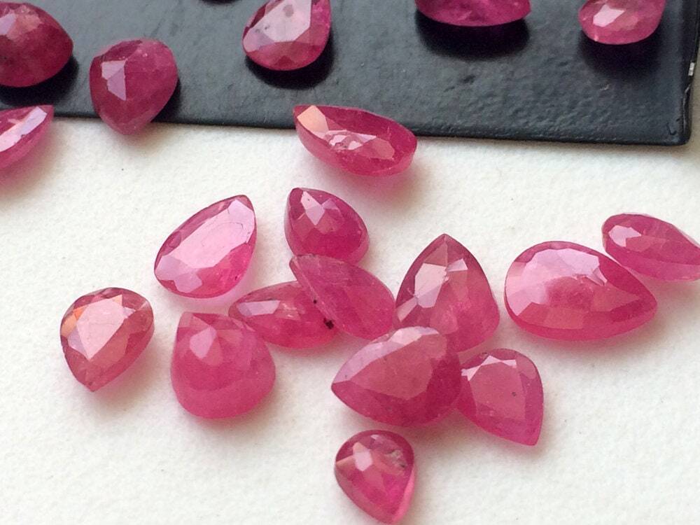4×5.5mm-5x8mm Ruby Mozambique Pear Cut Stone Natural Ruby Faceted Pear Cut Stone