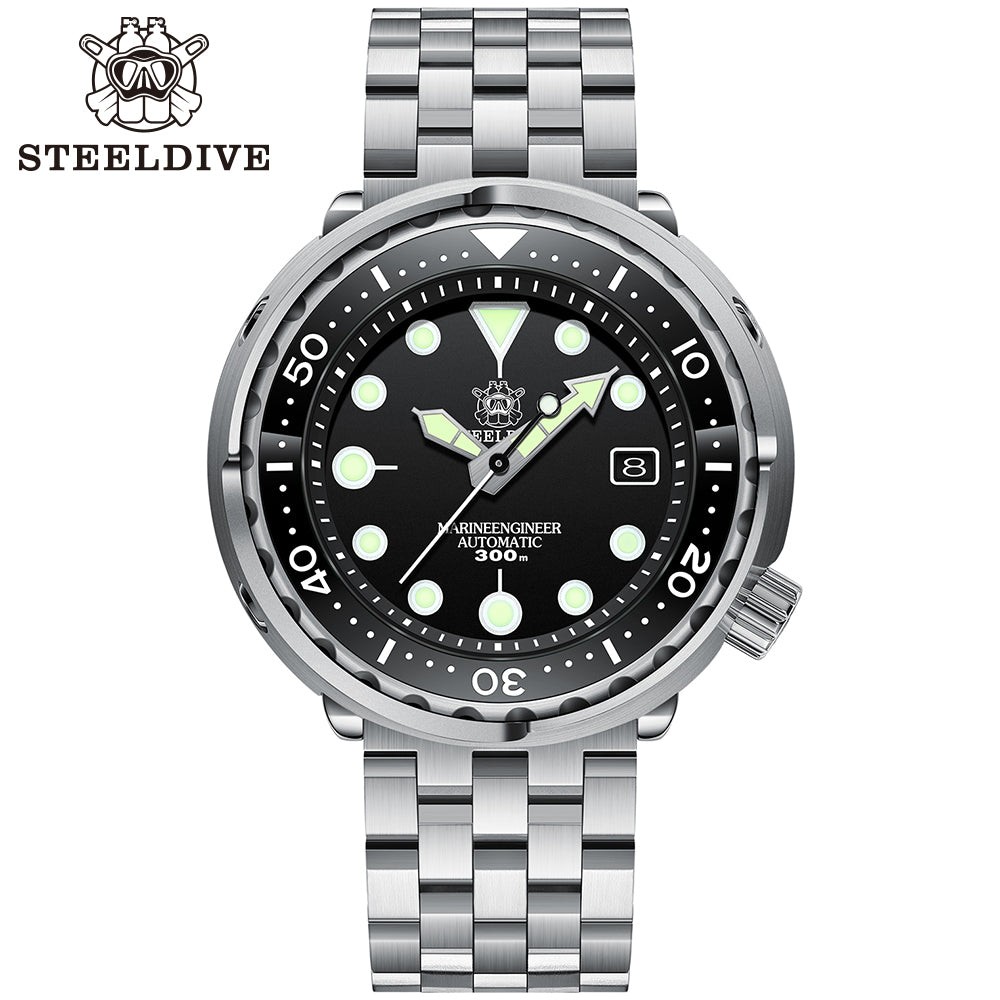 STEELDIVE SD1975 Mens 47.5mm 300M Automatic Dive Watch NH35 Steel Classic