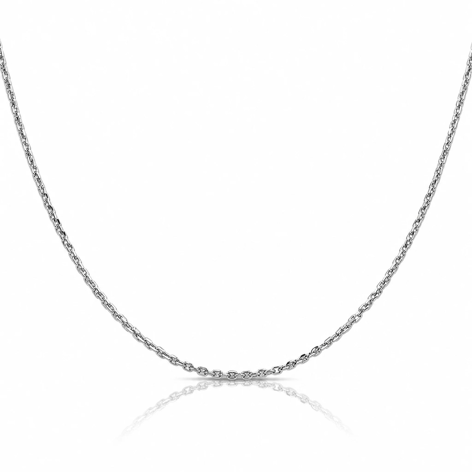 10K White Gold 1.65mm Diamond-Cut Cable Chain Necklace 16″-24″