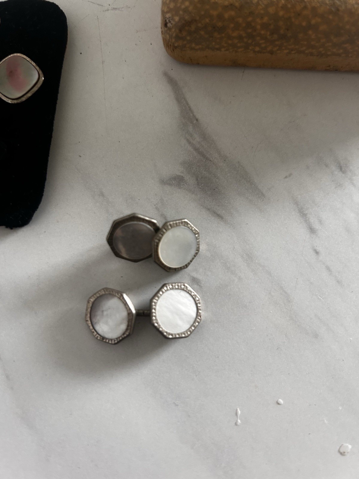 Vintage Krementz Art Deco Cufflink Tuxedo Set Formal Wear Mother of Pearl 1920s