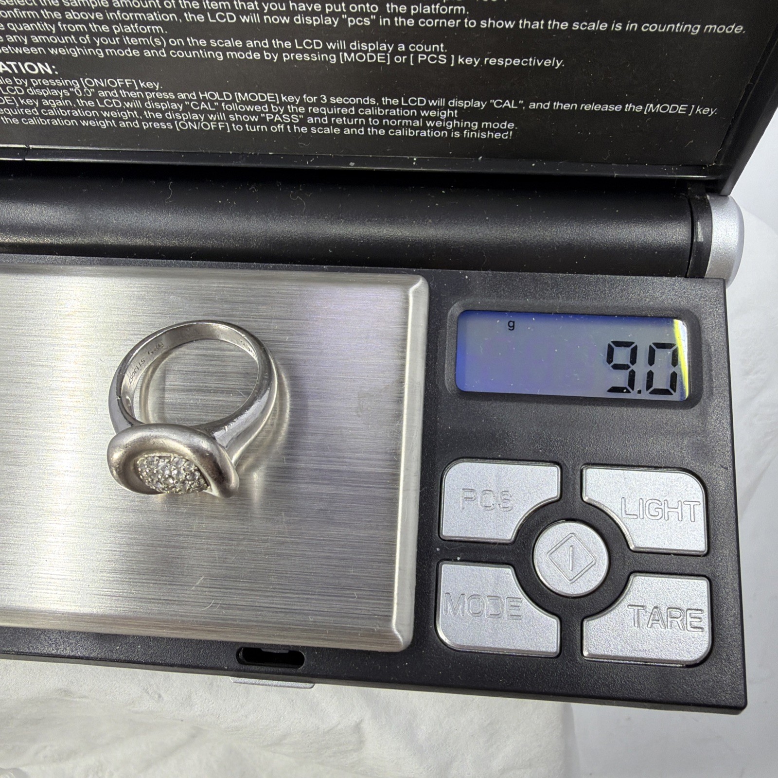 Gabriel & Co Sterling Silver White Sapphire Pave Cushion Ring Size 7
