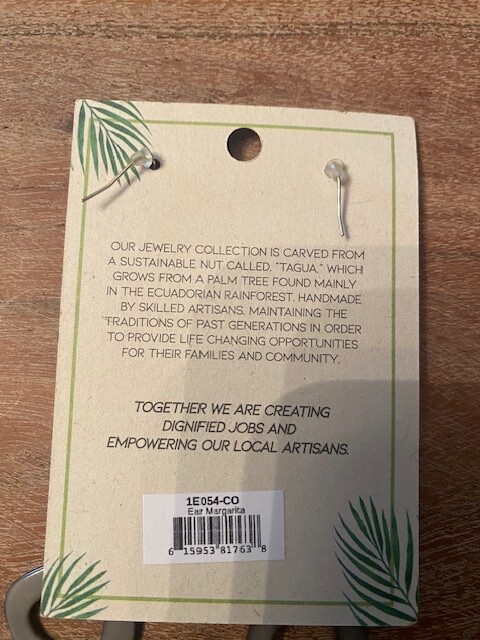 Organic Gray Tagua Earrings by Soraya Cedeno