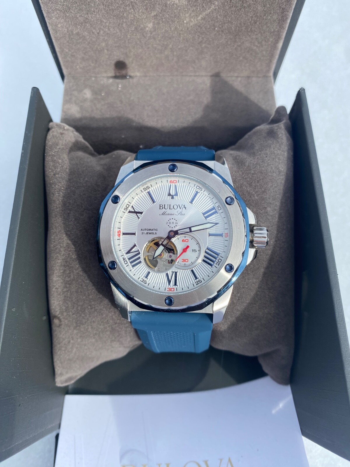 Sport Casual Bulova Marine Star Mens Stainless Steel Automatic Watch 98A225