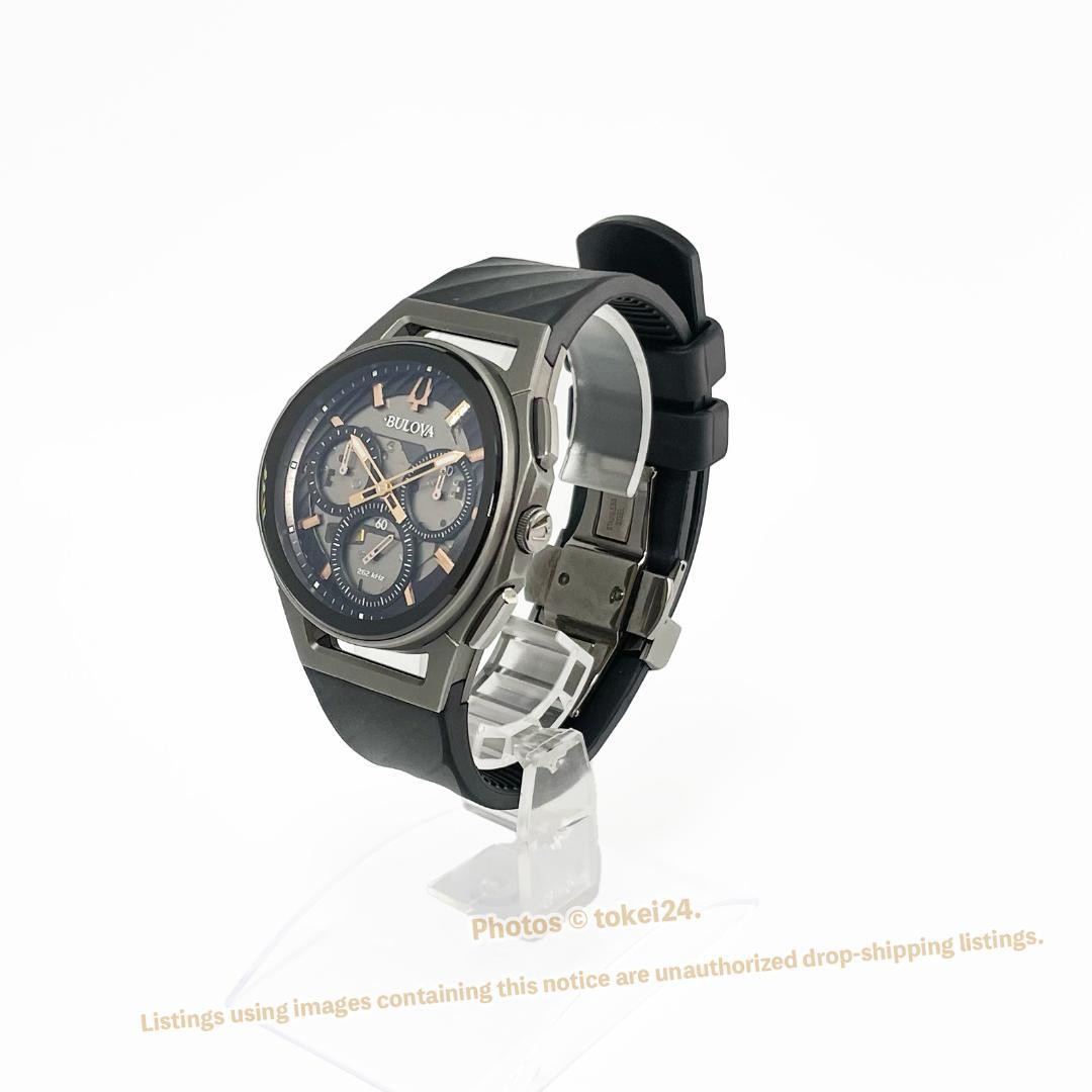 BULOVA Curv Chronograph 98A162 Black Dial Titanium Quartz with Box