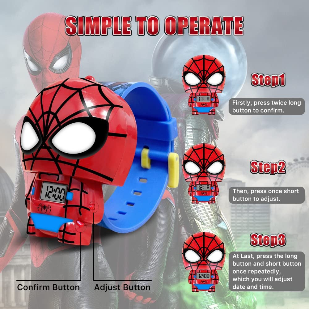 Superhero Comic Kids Digital Wrist Watch Boys Girls Toy Gift Cartoon Adjustable