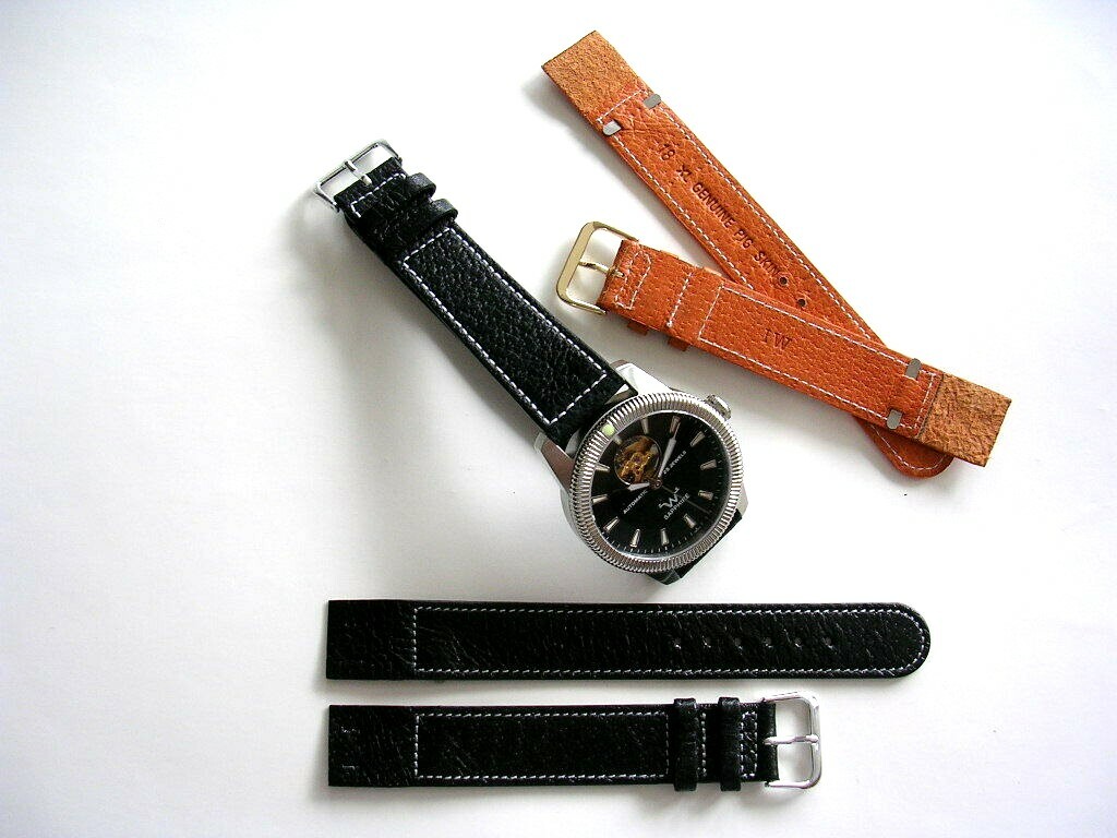20mm XL Open End strap Genuine Pigskin band for vintage Wire Lug watch IW SUISSE