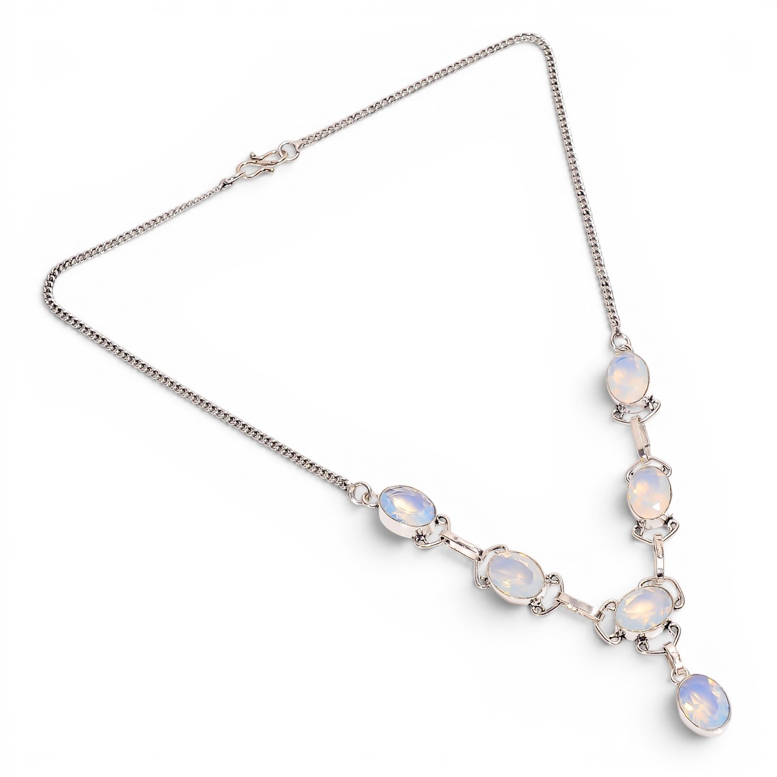 Opalite Gemstone Necklace Sterling Silver Handmade Daily Wear Jewelry 19″ Gifts