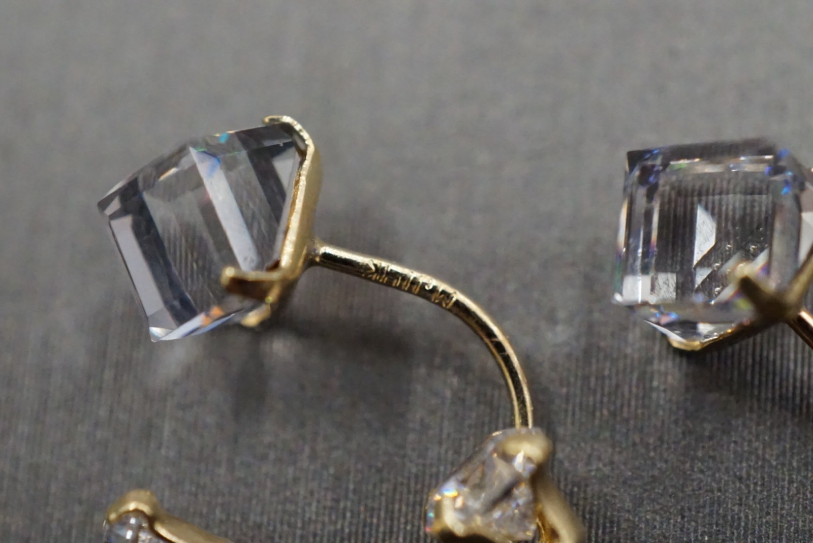 14K Solid Yellow Gold 5.5mm Mystic Stones With 3.5mm Cz Telephone Earrings!!