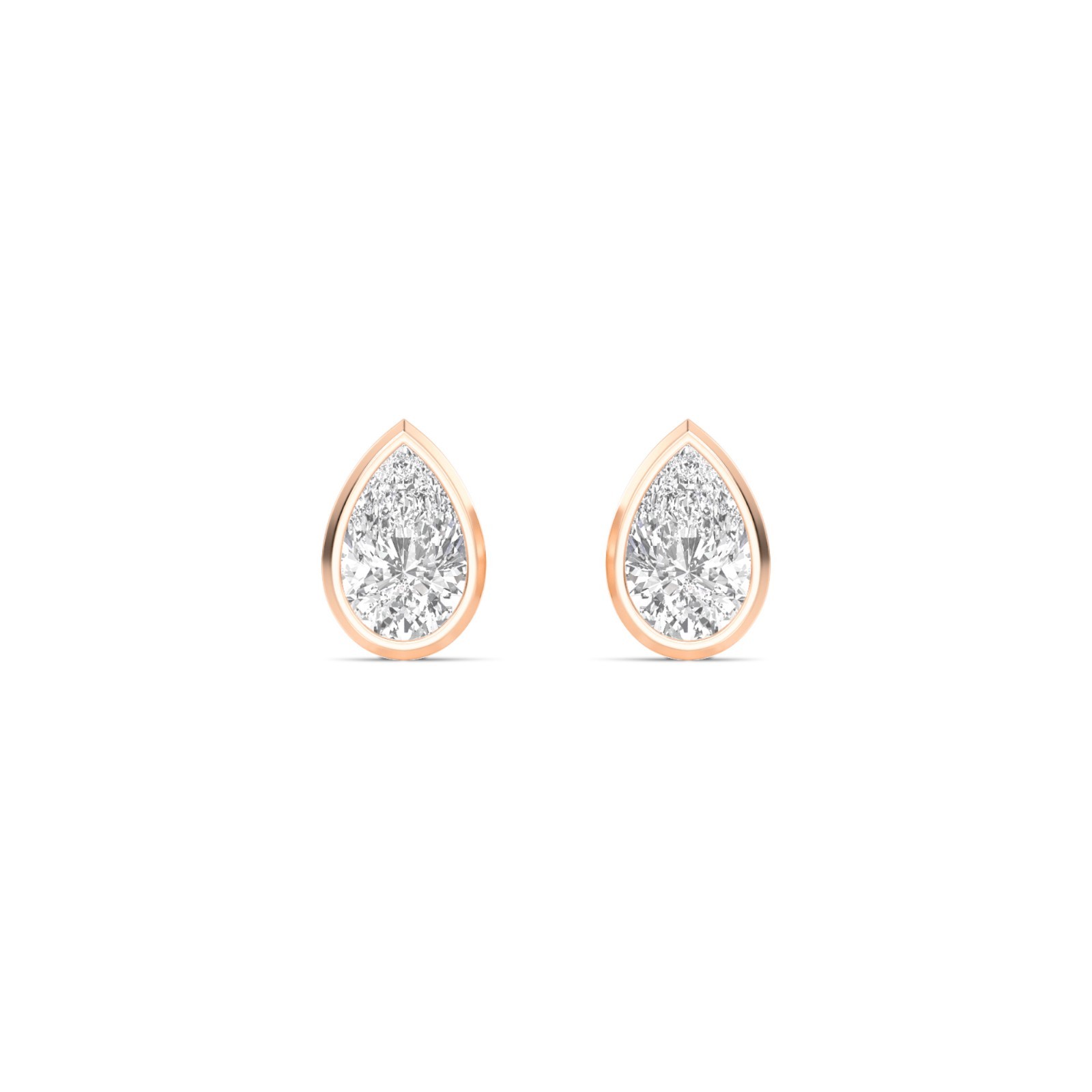 10k white gold pear lab grown diamond bezel teardrop stud earrings 0.50-1.00 Ctw