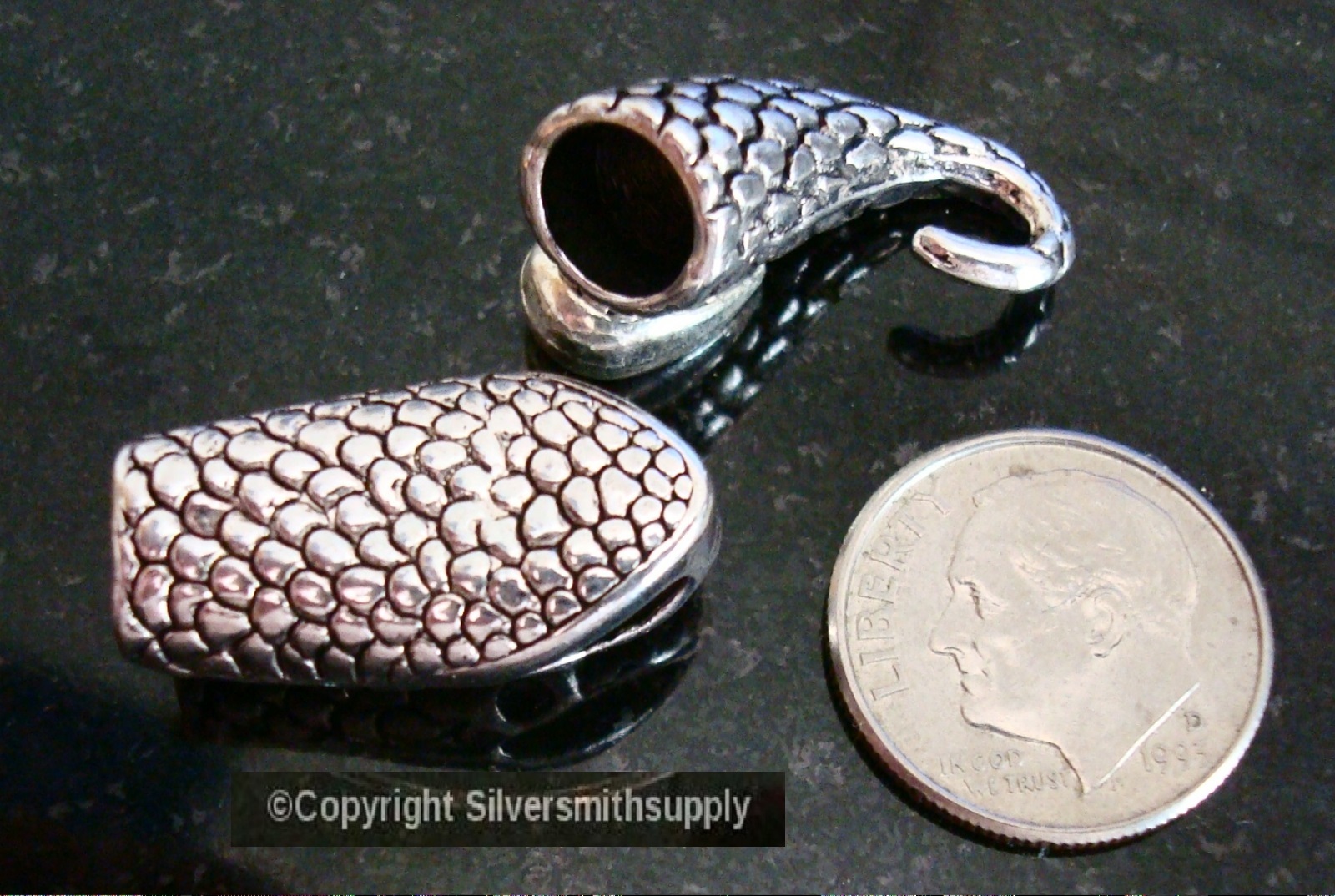38mm Silver plt snake head jewelry clasp 1 1/2 in heavy hook & eye clasp fpc309