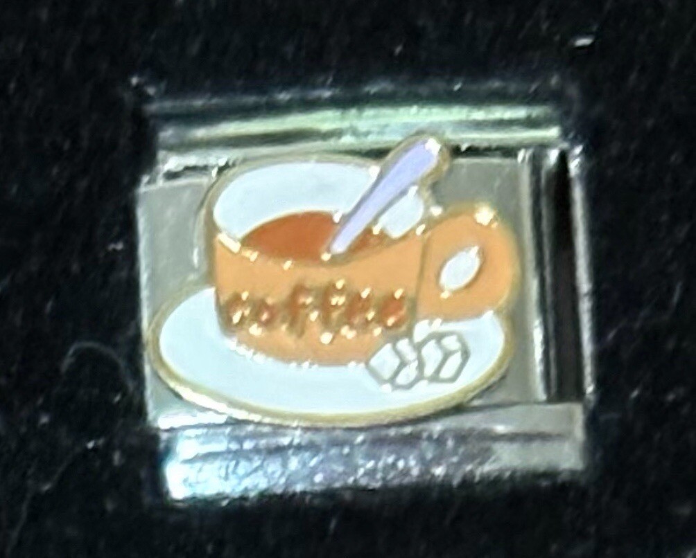 Coffee Cup Wholesale Italian Charm Enamel Link 9MM K3456