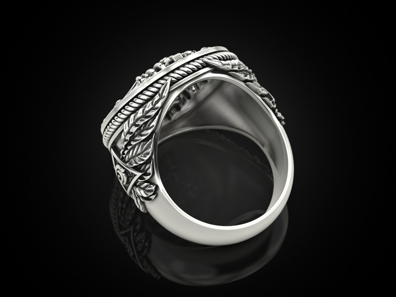 Oxidized Men’s King Skull Face Gothic Punk 925 Sterling Silver Statement Rings