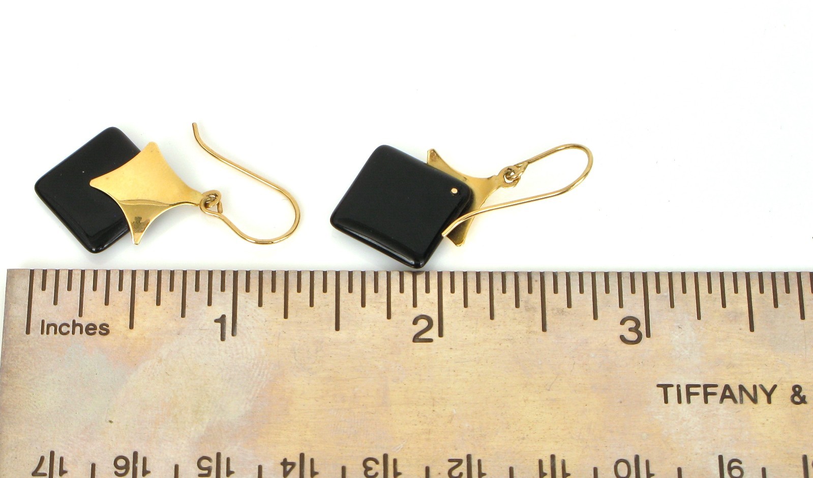 VINTAGE BEAUTIFUL 14K YELLOW GOLD CLASSY SIMPLE DROP BLACK ONYX EARRINGS 3.3GRAM
