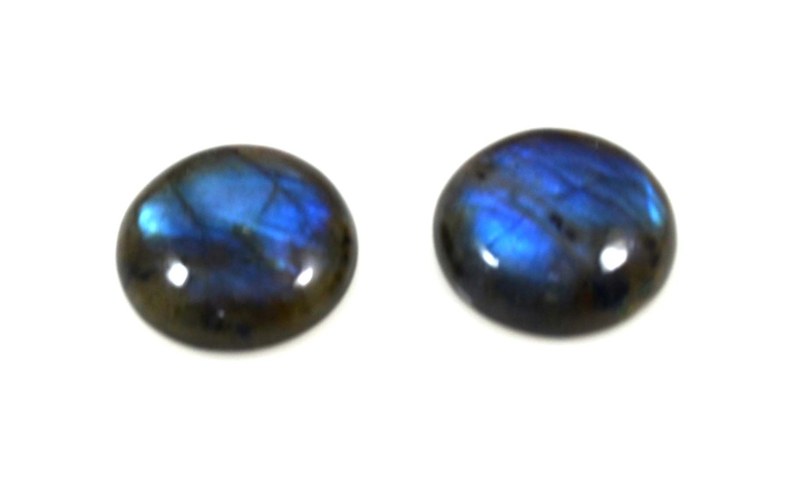 55Ct. Natural Round Blue Flashy Labradorite (2pcs Set) Cabochon Gemstone-A1681