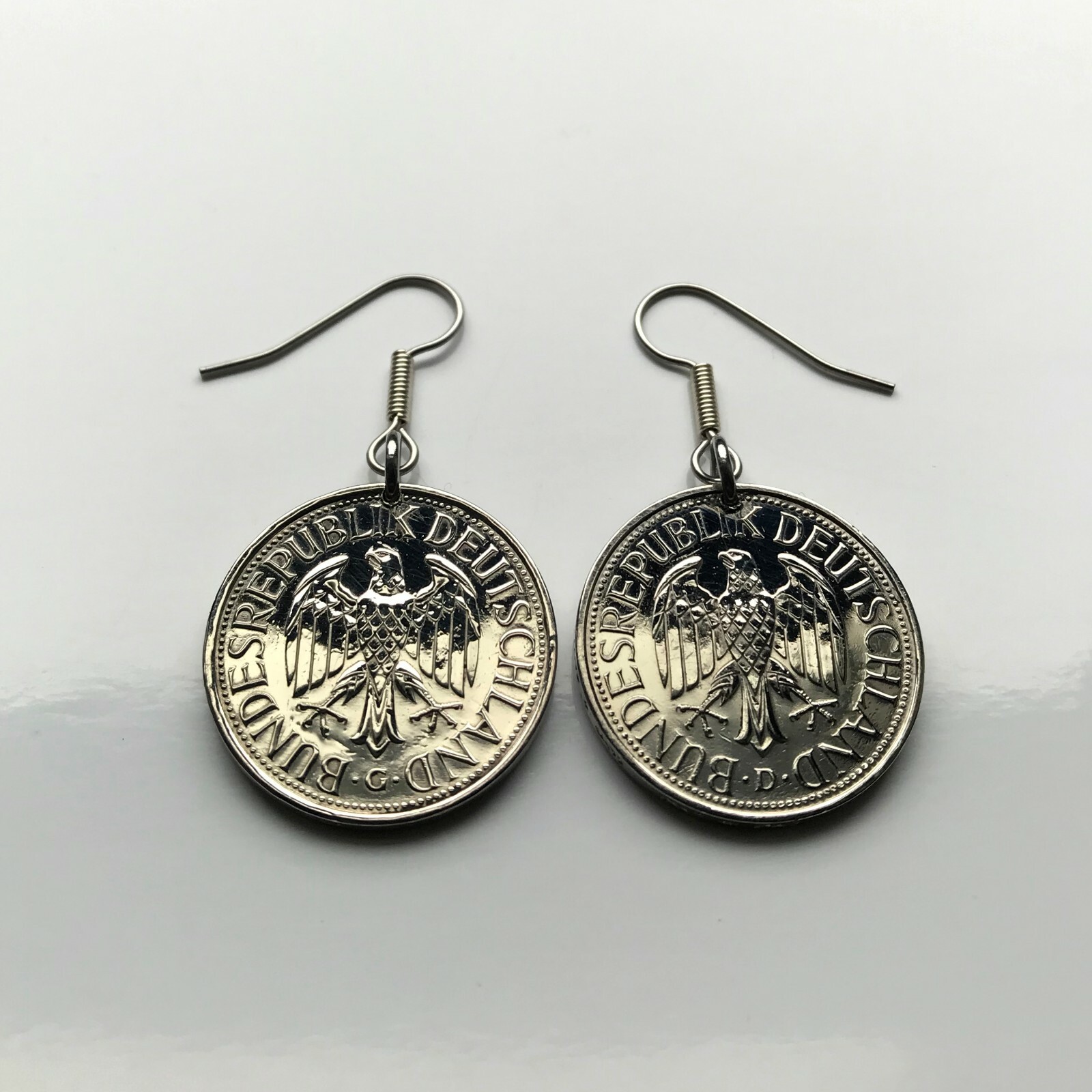 Germany Mark coin earrings German eagle Berlin Munich Hamburg Frankfurt e000419