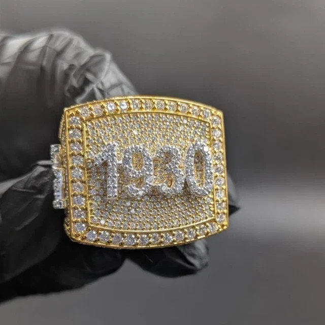 5TCW Round Cut Lab Created Diamond Custom Number Ring 14k Two Tone Gold Plated