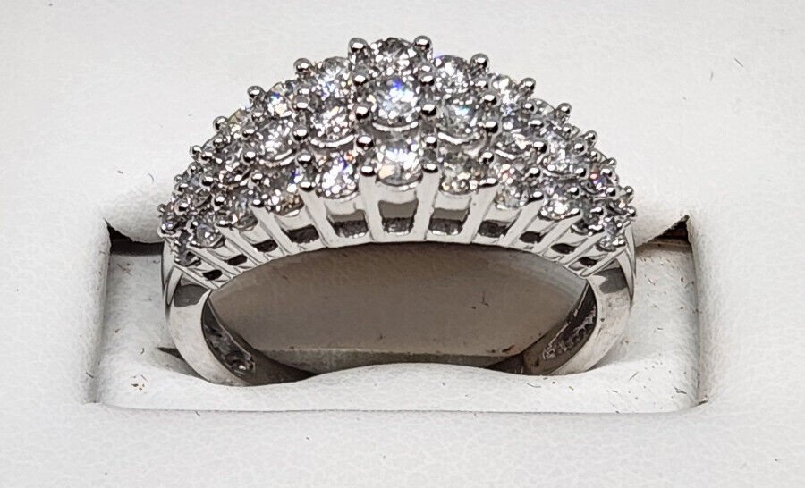 Beautiful 10K White Gold 1CTTW Diamond Pave Pyramid Ring
