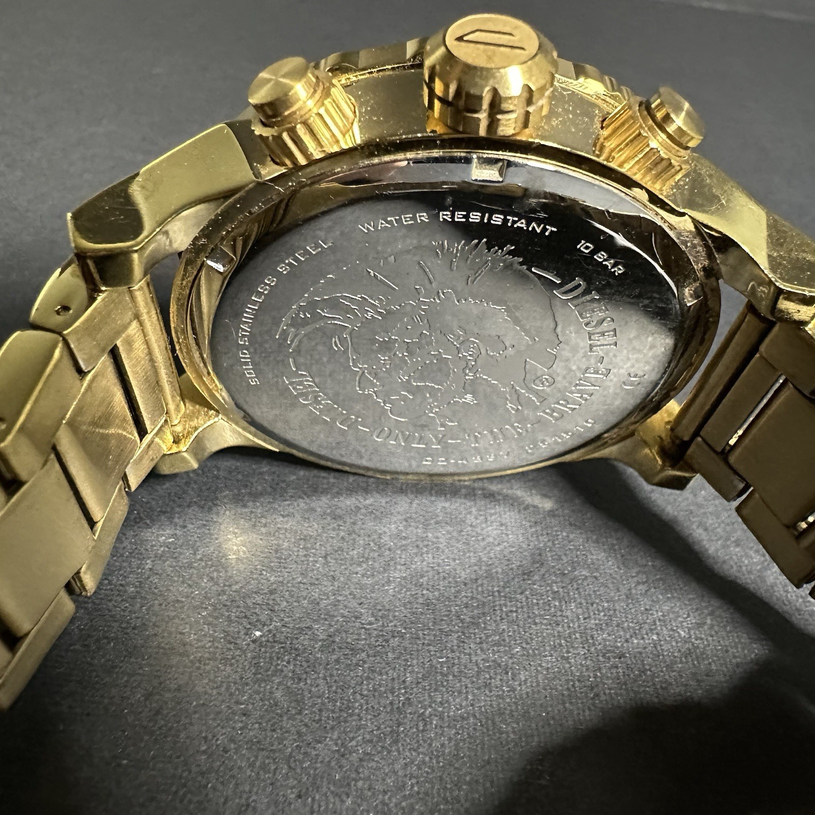 Diesel Men’s Double Down Analog Display Analog Quartz Gold Watch DZ4337 – Used!